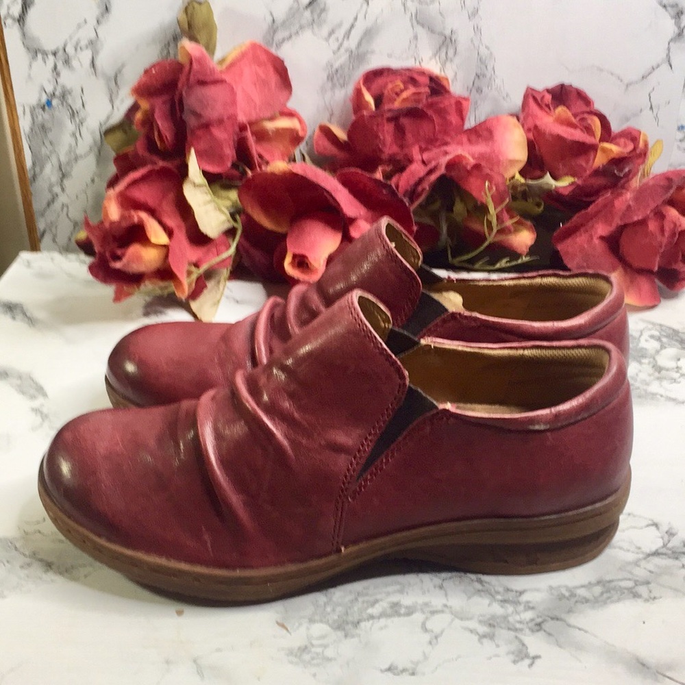 QVC Comfortiva Slouch Burgundy Florian Leather Comfort Loafers